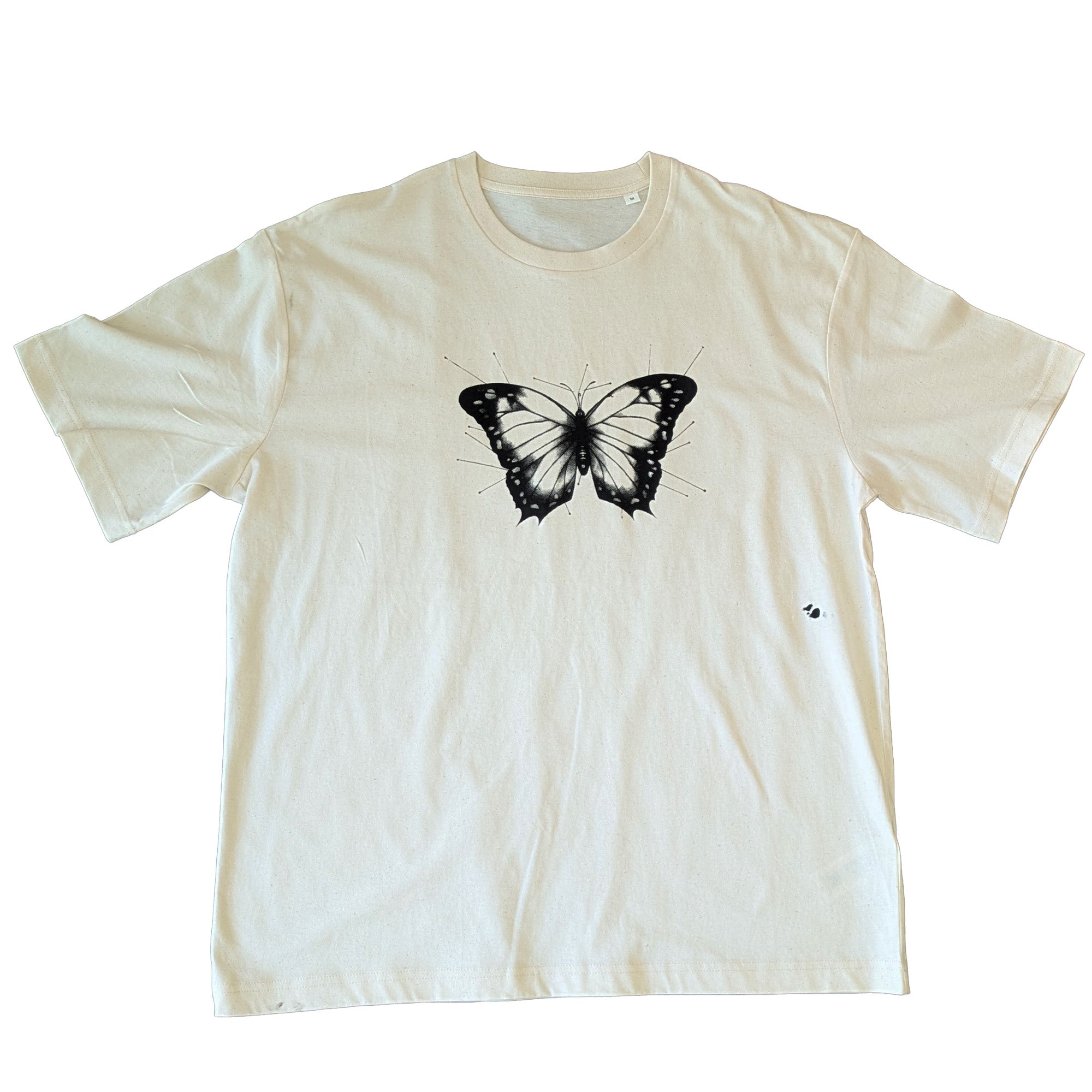 Old Style Imperfect Pinned Butterfly Neutral T-Shirt Size M