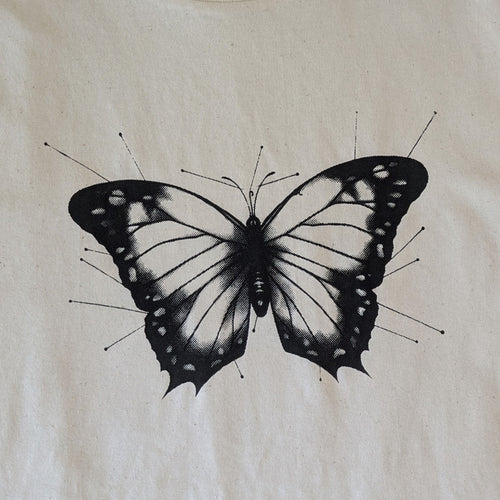 Old Style Imperfect Pinned Butterfly Neutral T-Shirt Size M