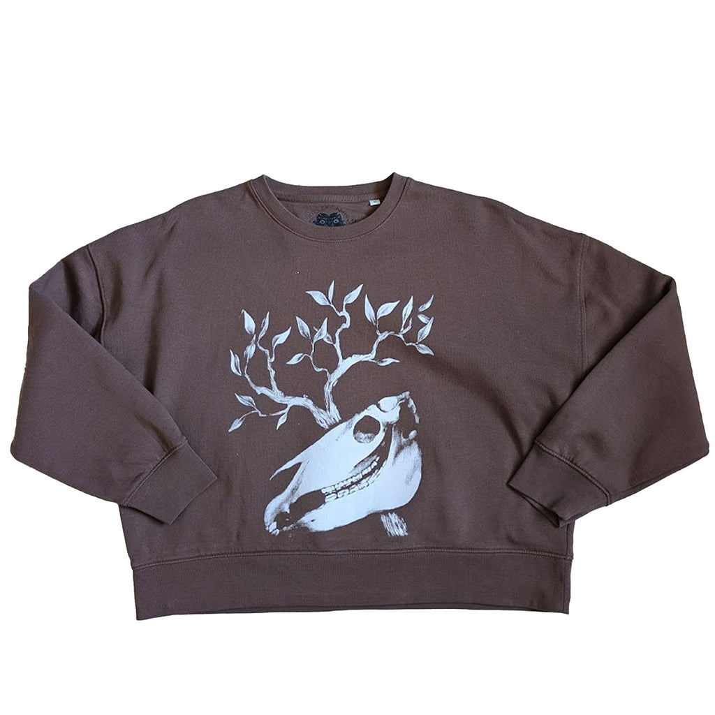 Horse Skull Sweatshirt Brown size M B Grade
