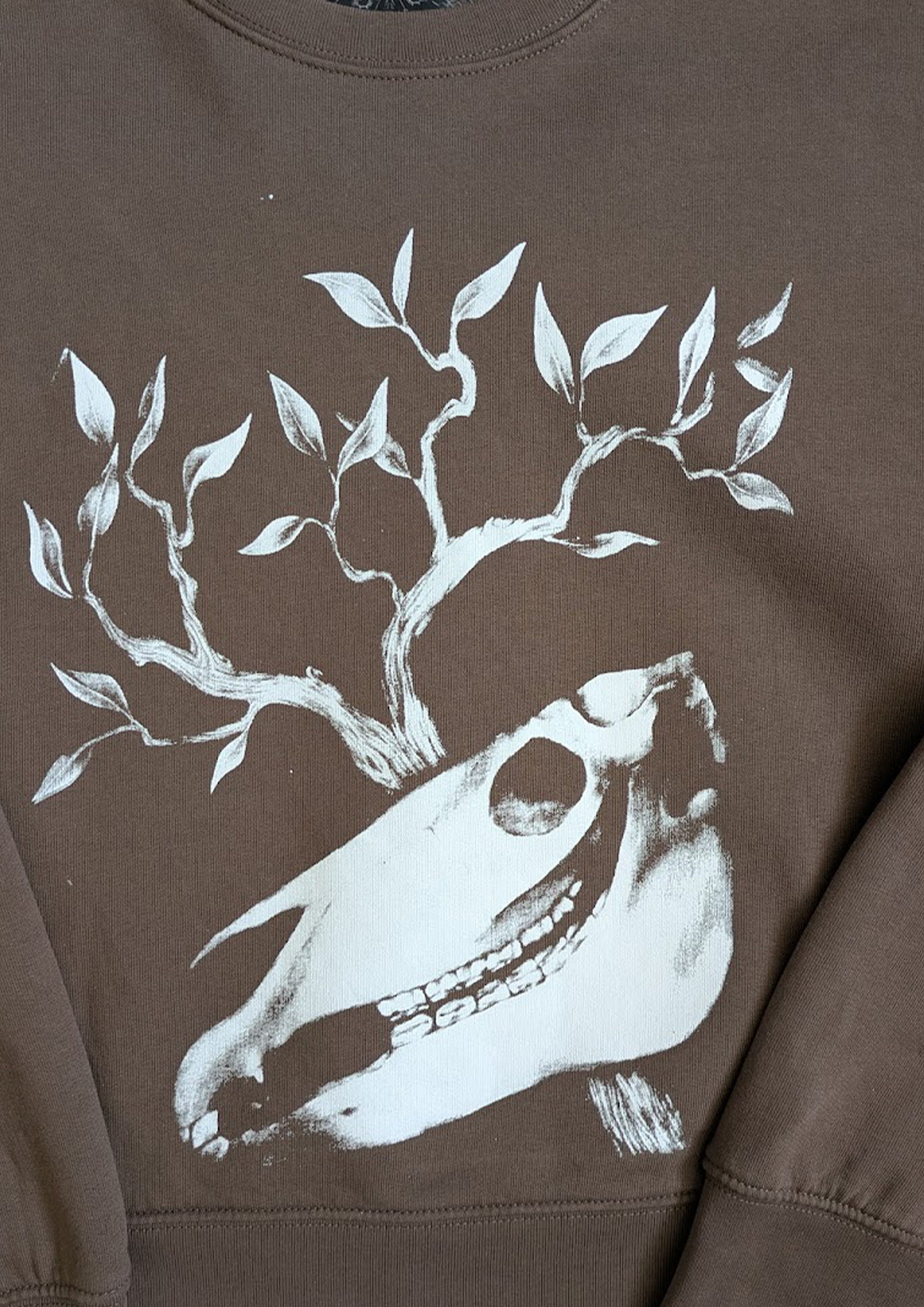 Horse Skull Sweatshirt Brown size M B Grade